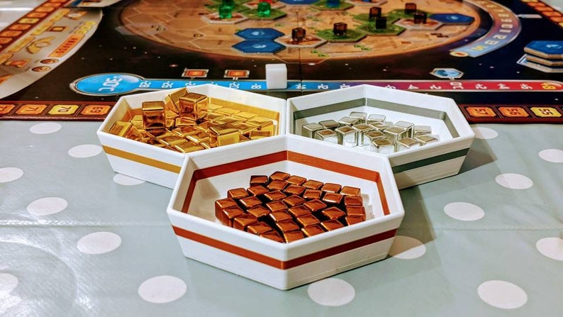 Set of 8 Terraforming Mars token trays with matching colour stripes image 1