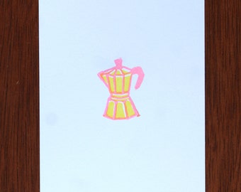 Double Espresso - Tiny Hand Carved Linocut Print