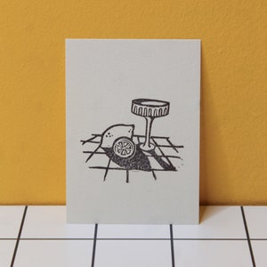 Lemon Cocktail - Small Linocut Print Art
