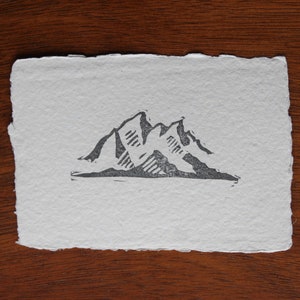 Grand Teton Mountains - Small Printed Linocut Print