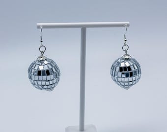 Disco Ball Dangle Earrings - Retro Glam & Party Sparkle!