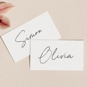 Marque-places pour mariage, marque-places calligraphie, modèle de marque-place, à imprimer vous-même, imprimable, fichier numérique, marque-places PDF, cartes de visite