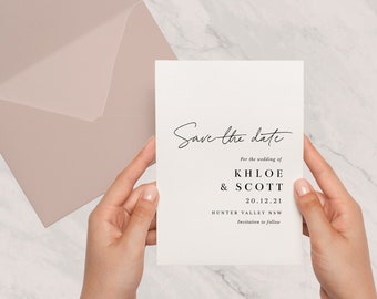 Save the Date Invite, Ella Design, Editable, Minimalist Save the Date, Modern Save the Date Invitation, Black and White, Printable, PDF