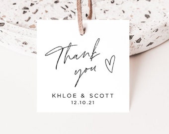 Wedding Thank You Tag, Printable, Calligraphy, Wedding Gift Tag Template, Print Yourself, Printable, Digital file, PDF Gift Tags, Thank You