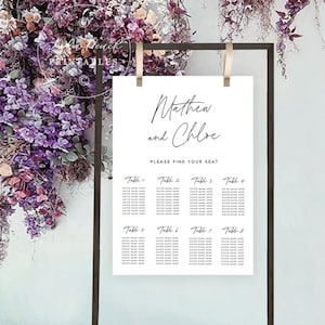 Signe de tableau de table de mariage Imprimez-vous, Imprimable, Fichier numérique, Nova Design, Modèle de plan de siège