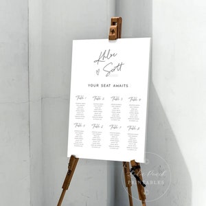 Panneau de plan de table de mariage Imprimez-vous, Imprimable, Fichier numérique, Khloe, Modèle de plan de salle de mariage