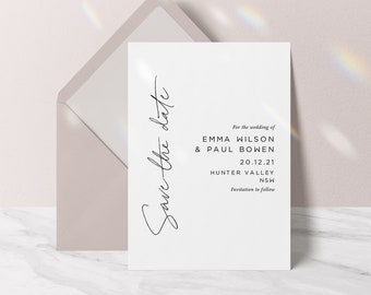 Save the Date Invite, Minimalist Save the Date, Modern Save the Date Invitation, Sideline