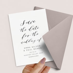 Save the Date card, Minimaliste Save the Date, Moderne Save the Date, Calligraphie Charlotte Design