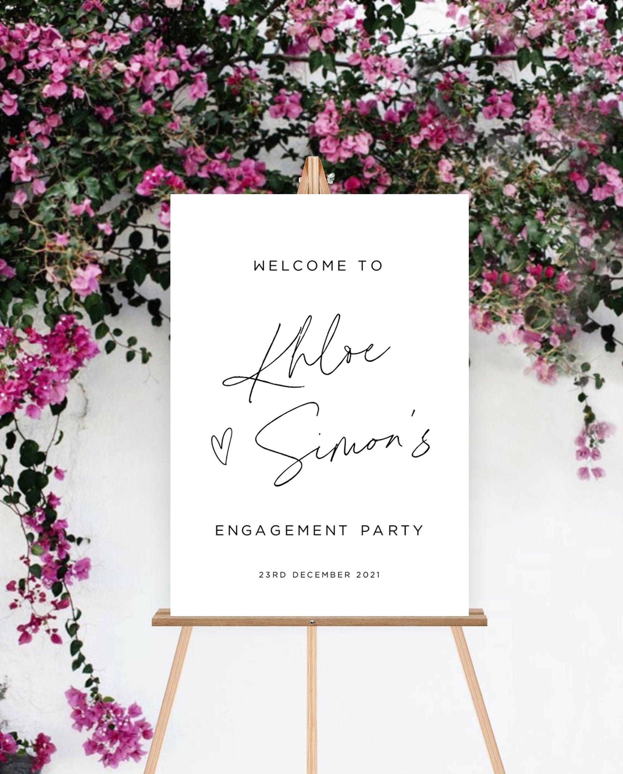 Wedding Engagement Sign Engagement Party Sign Print | Etsy