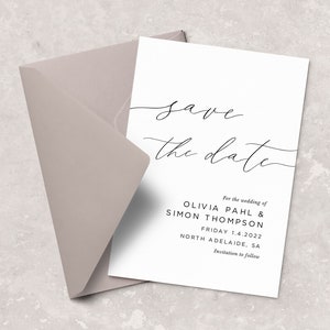 Save the Date card, Minimaliste Save the Date, Moderne Save the Date, Calligraphie Olivia