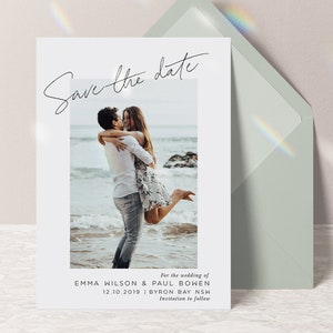 Photo Save the Date card, Minimalist Save the Date, Modern Save the Date, Khloe