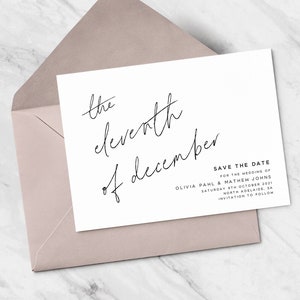 Save the Date card, Landscape Save our date, Minimalist Save the Date, Modern Save the Date, Noir et blanc