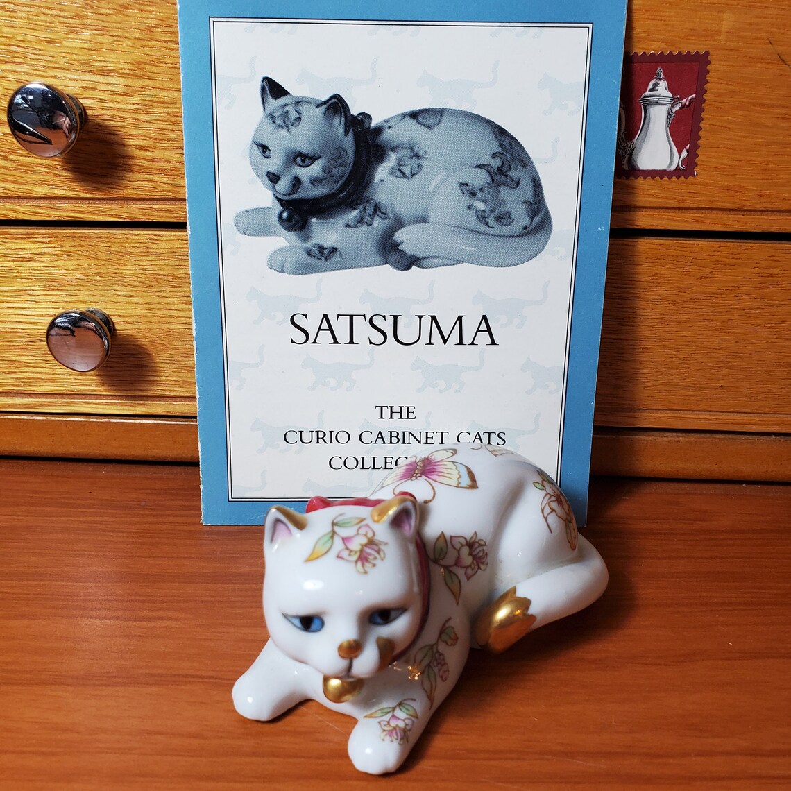 Satsuma The Curio Cats Collection Flower Cat Figurine Etsy