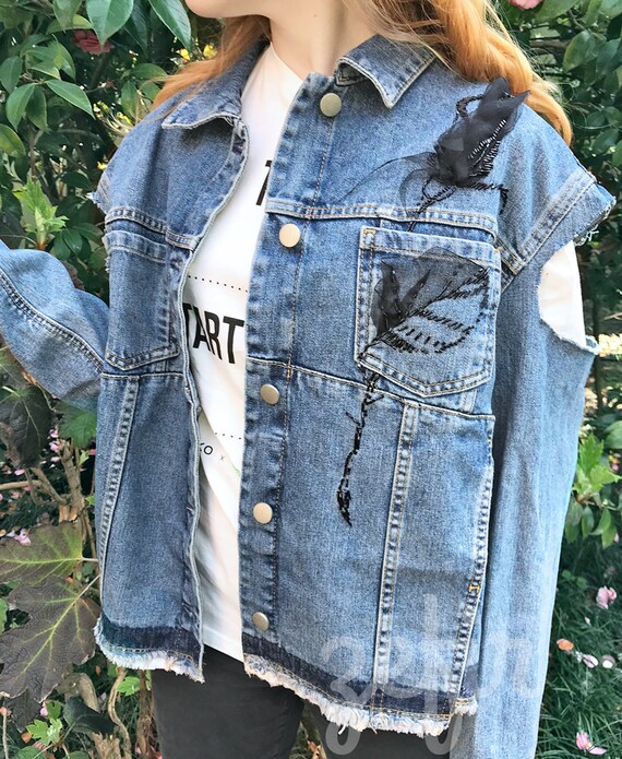 black rose jean jacket