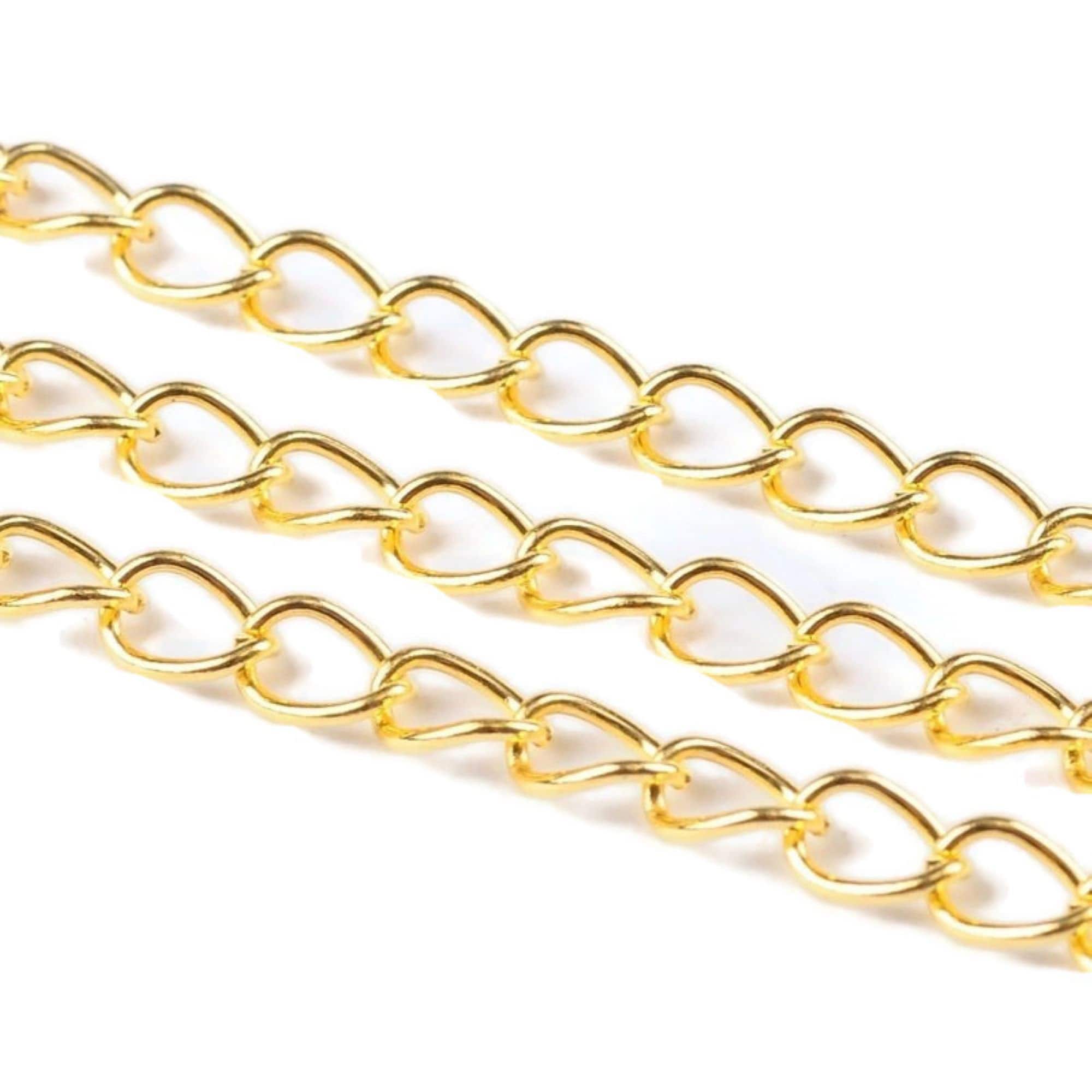2M Twisted Gold Chain 6mm Long 3mm Wide Jewelry Craft Supplies Etsy UK