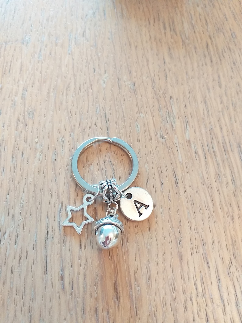 Personalised gift silver acorn charm keyring choose your charms