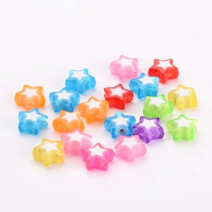 100 Mixed Color 7mm Acrylic Star Beads – Perfect for DIY Jewelry, Crafts, Resin Art, and Scrapbooking Supplies&quot;