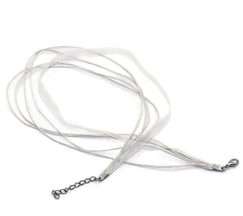 10 pcs Off White Organza Ribbon Waxed Cotton Cord Ribbon Necklace