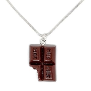 Handmade chocolate bar charm necklace gift