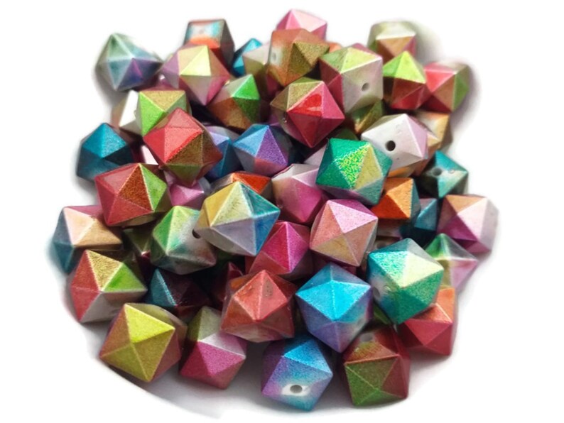 25 Mixed acrylic faceted square beads 12mm