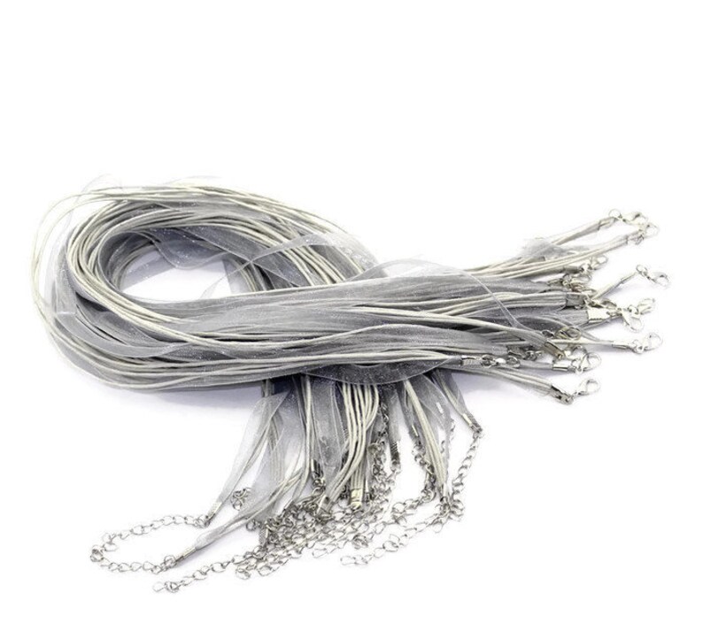 10 pcs Off White Organza Ribbon Waxed Cotton Cord Ribbon Necklace
