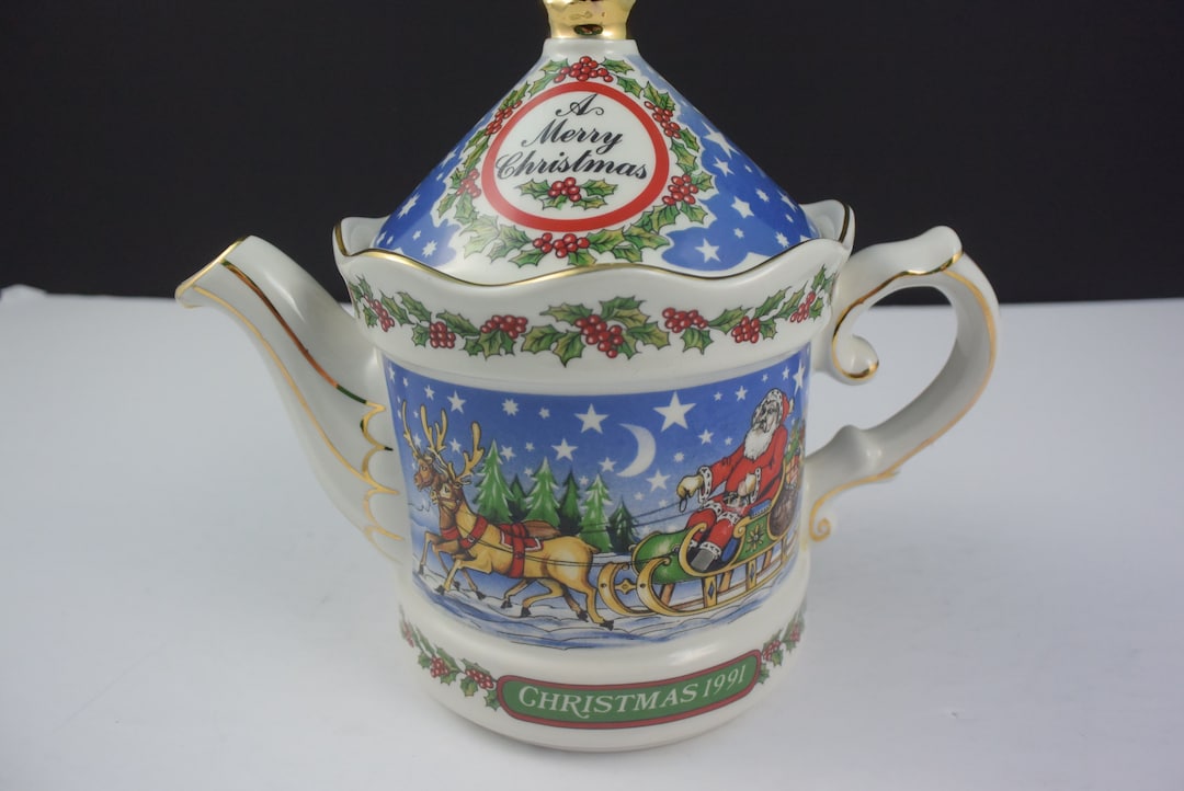 Vintage Sadler Christmas Teapot 1991 Christmas Eve Sadler Etsy