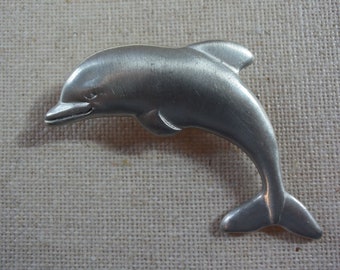 Vintage Seagull Pewter Dolphin Brooch, Genuine Pewter, Handcrafted Pewter Brooch