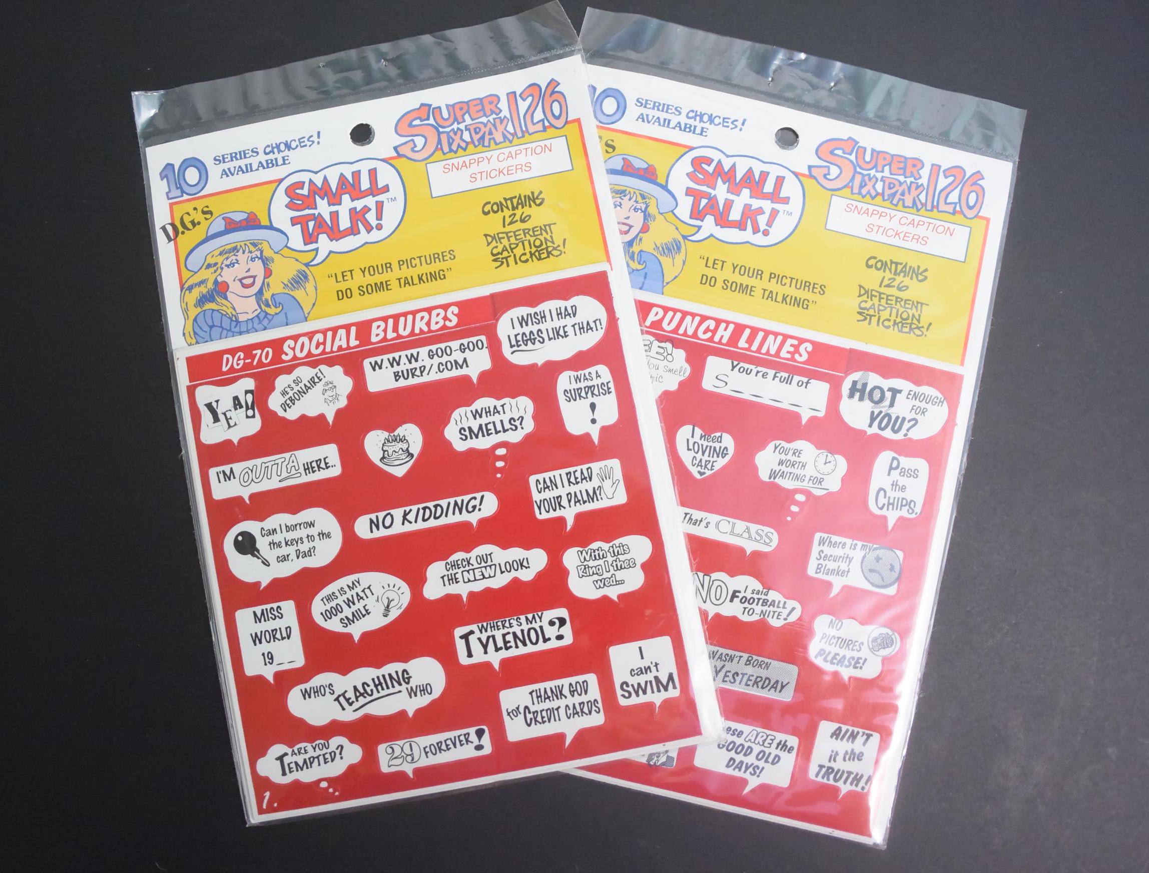 2 Pkgs D.g.'s Small Talk Photo Caption Stickers, Vintage