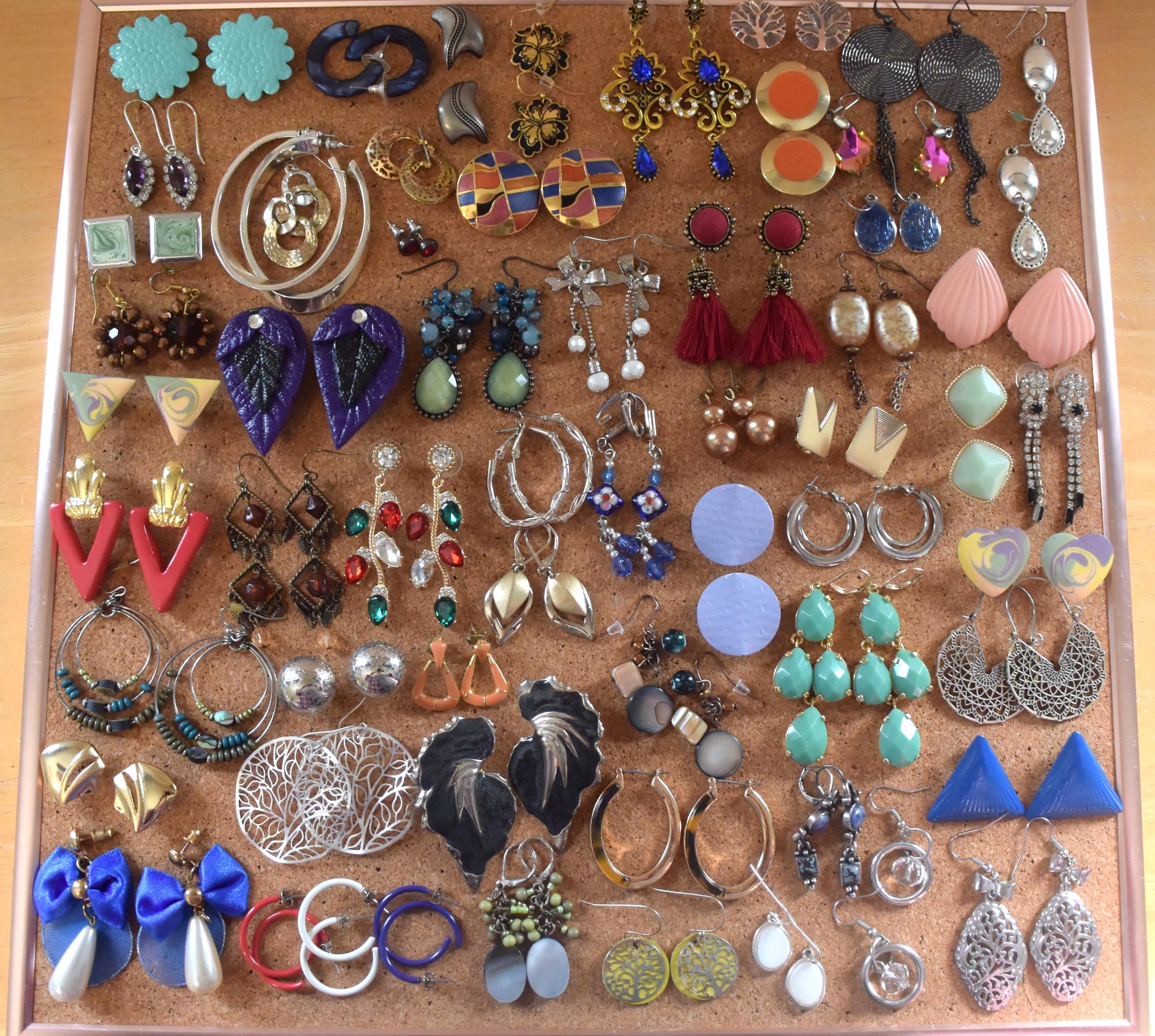 Large Lot Vintage Earrings, 60+ Pairs Pierced Vintage