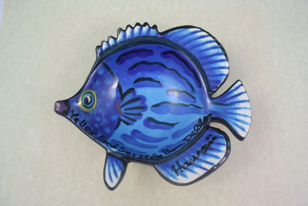 Vintage Ben Diller Hawaiian Reef Fish Small Plate, Ben Diller Signed