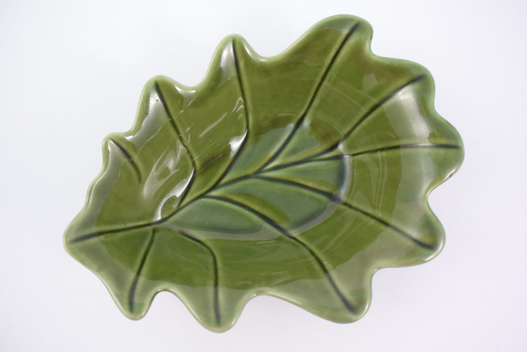 Appolia Pottery France Green Leaf Shaped Bowl Vintage Appolia Etsy