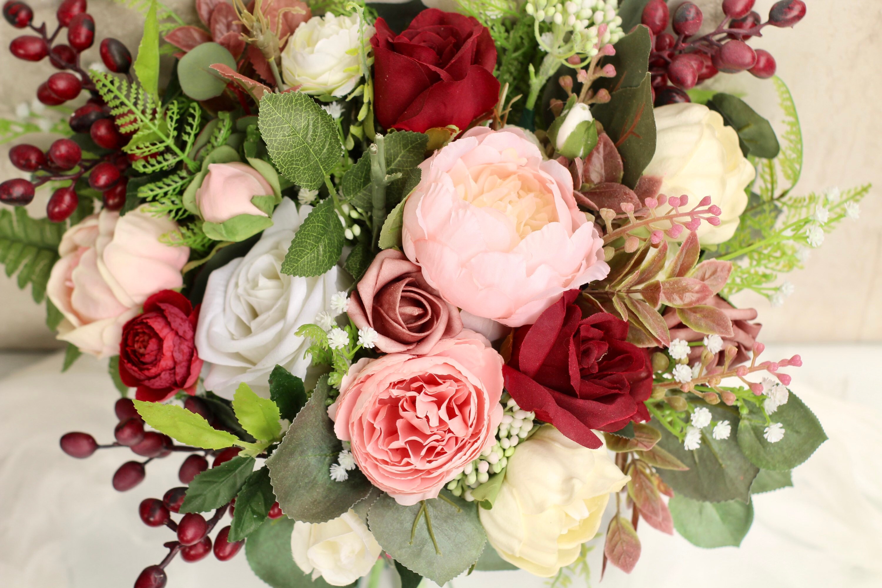 Blush Pink Burgundy Bouquet Artificial Blush Wedding Bouquet Etsy