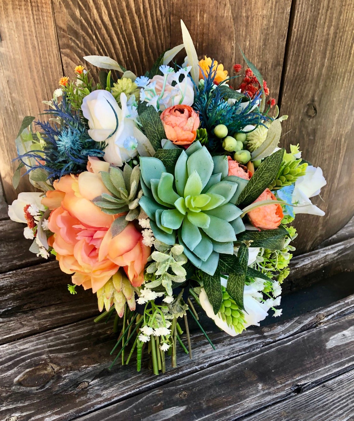Artificial Wedding Bouquet Rustic Bouquet Succulent Bouquet Etsy