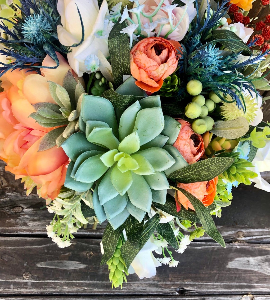 Artificial Wedding Bouquet Rustic Bouquet Succulent Bouquet Etsy