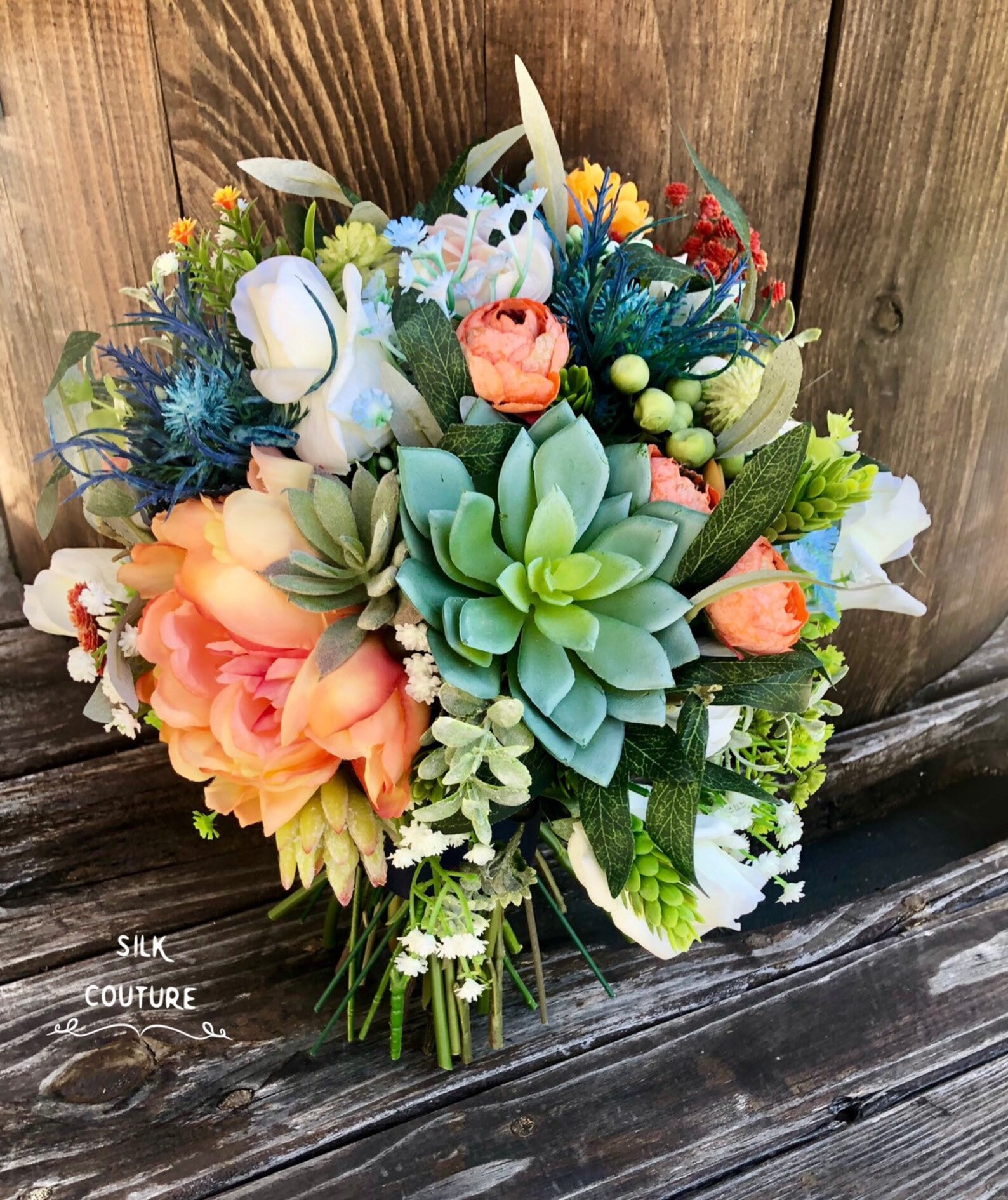 Artificial Wedding Bouquet Rustic Bouquet Succulent Bouquet Etsy