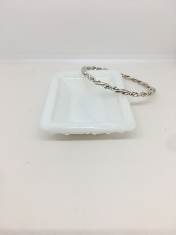 Silver Bangle Bracelet / Twisted Bangle / Braided… - image 4