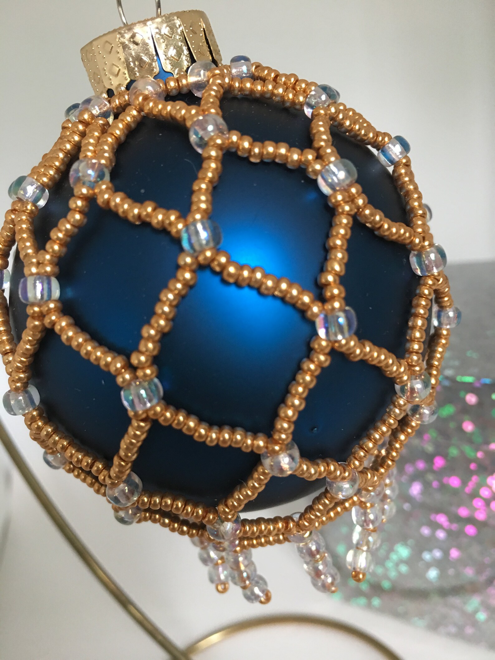 Christmas Victorian Beaded Ornament / Victorian Seed Bead Etsy