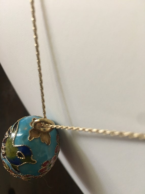 Russian Cloisonné Egg Pendant / 24K Gold / Russia… - image 6