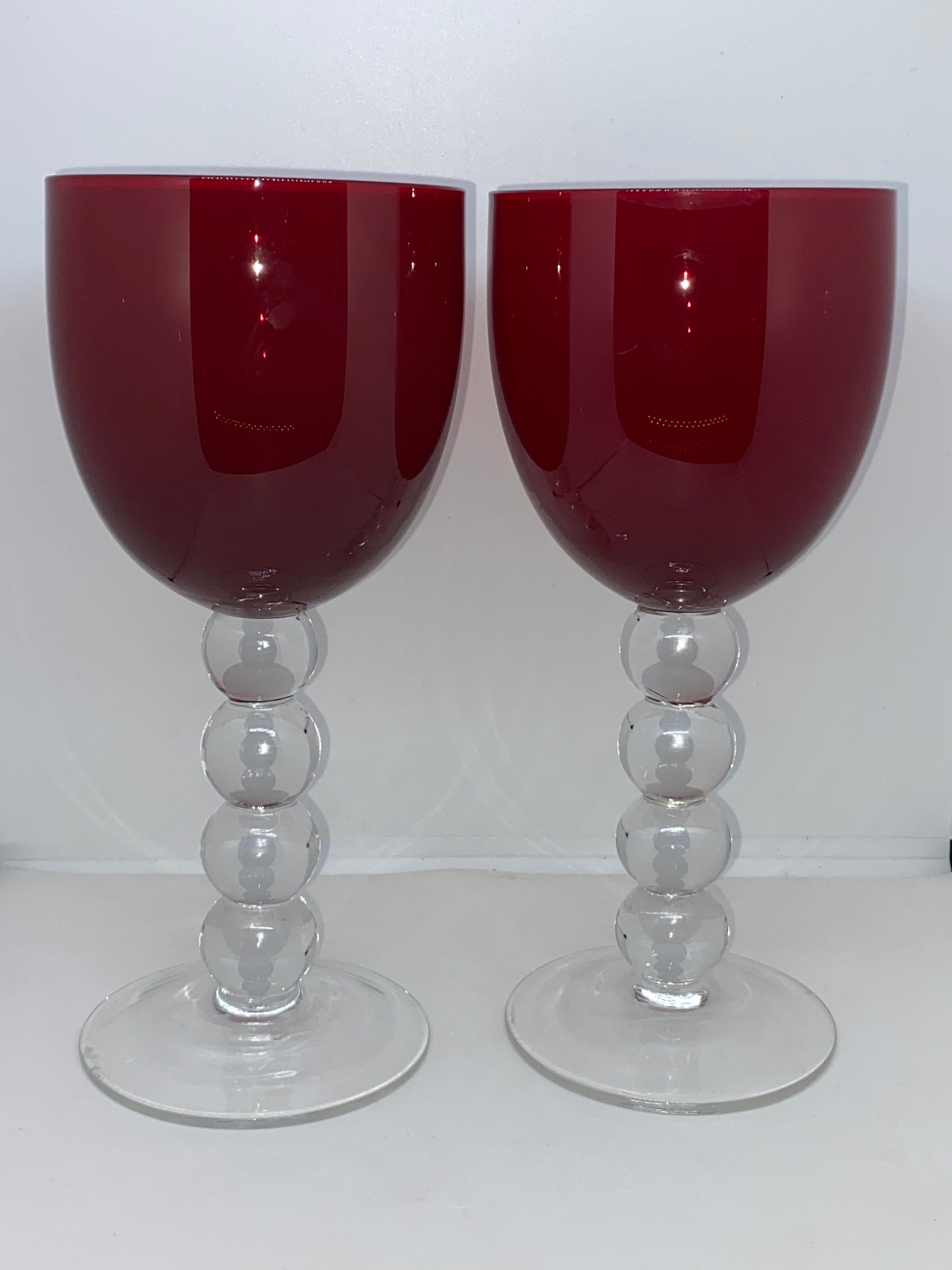 Ruby Glass Goblets / Ruby Red Wine Glasses / Red Depression Etsy