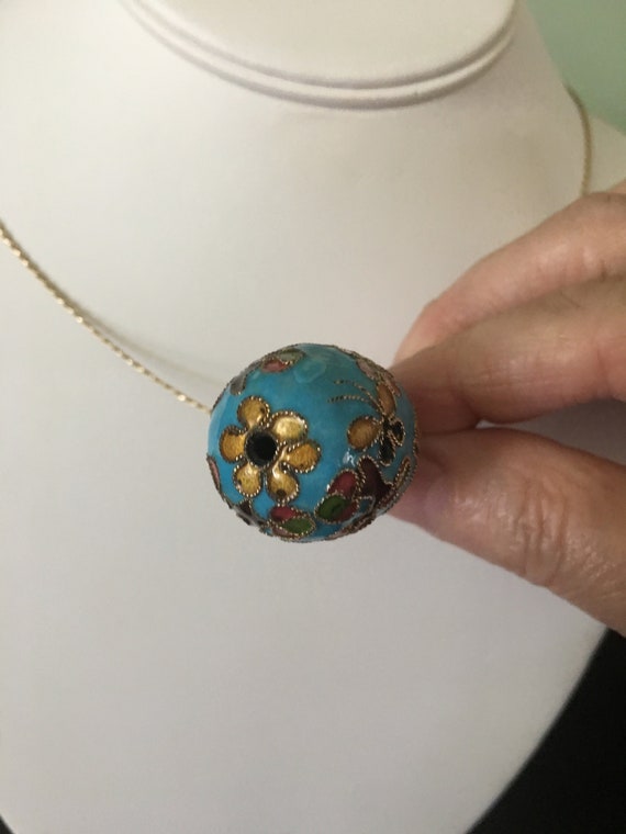 Russian Cloisonné Egg Pendant / 24K Gold / Russia… - image 5