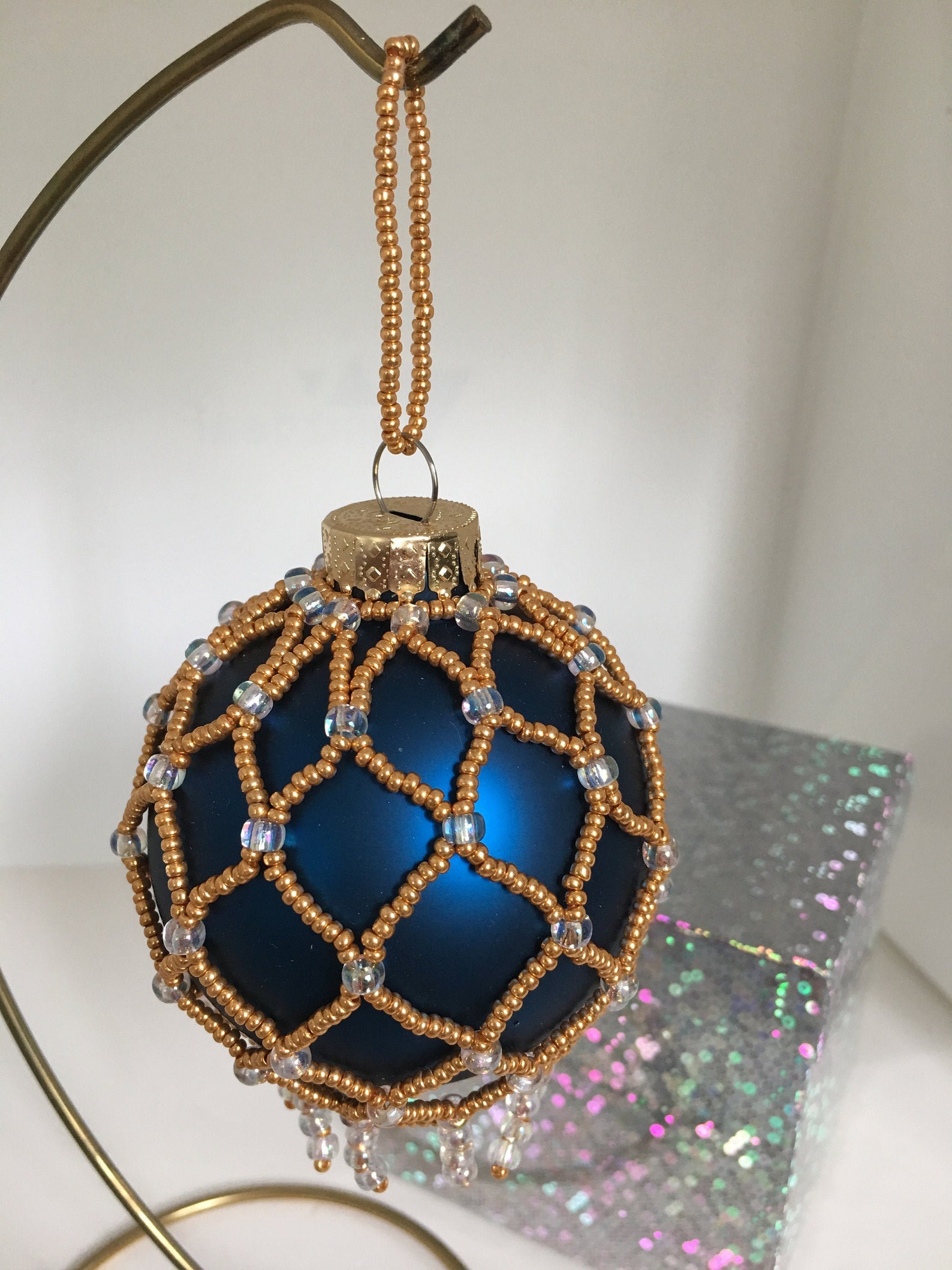 Christmas Victorian Beaded Ornament / Victorian Seed Bead Etsy