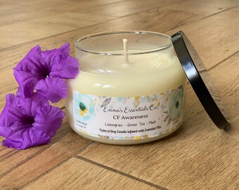 CF Awareness Soy Candle in 15oz Apothecary Jar with Lid