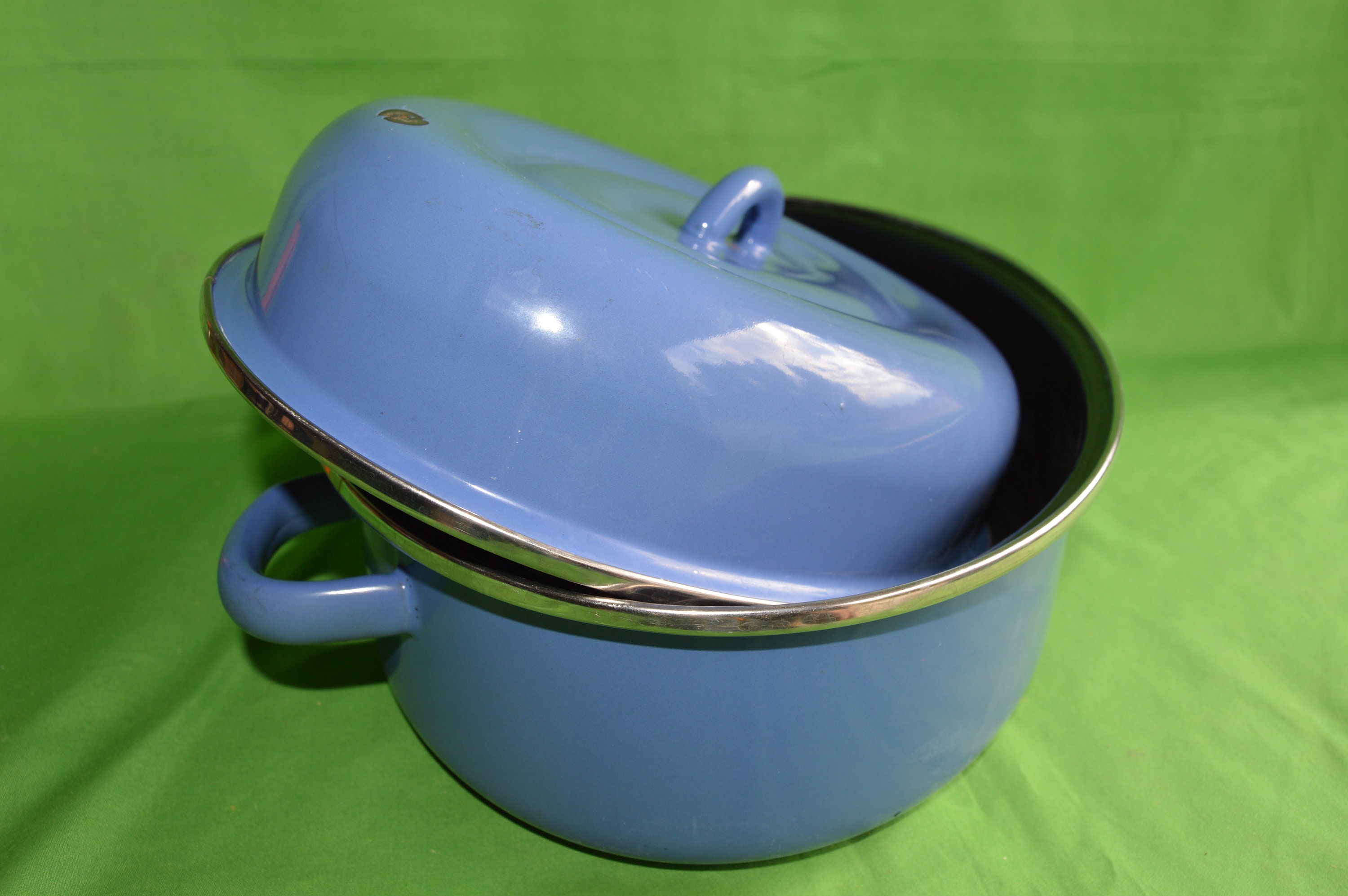 Blue Enamel Roasting Pan Blue Roaster Blue Enamel Roaster Etsy