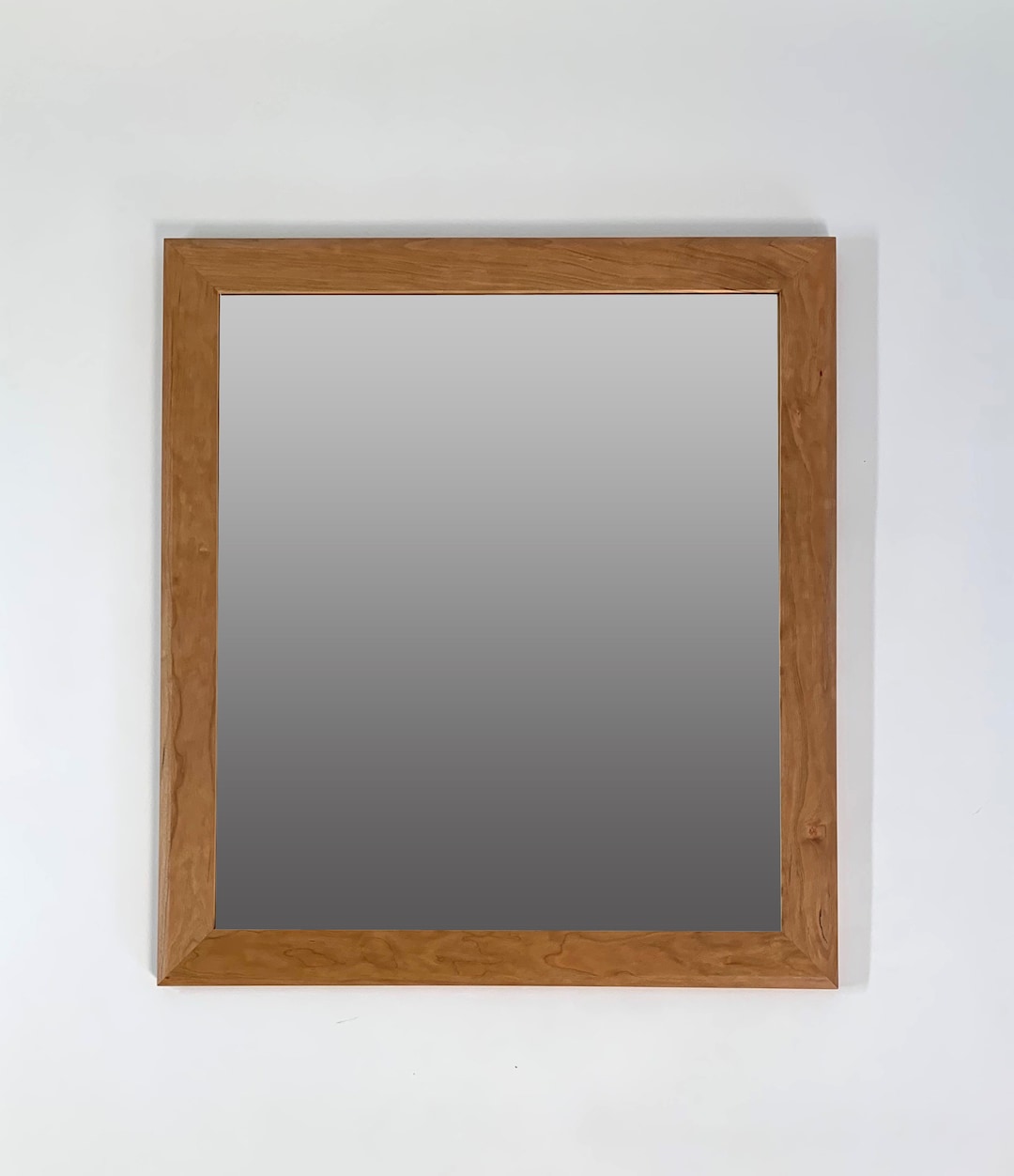 Cherry Wood Mirror With Beveled Edge Etsy