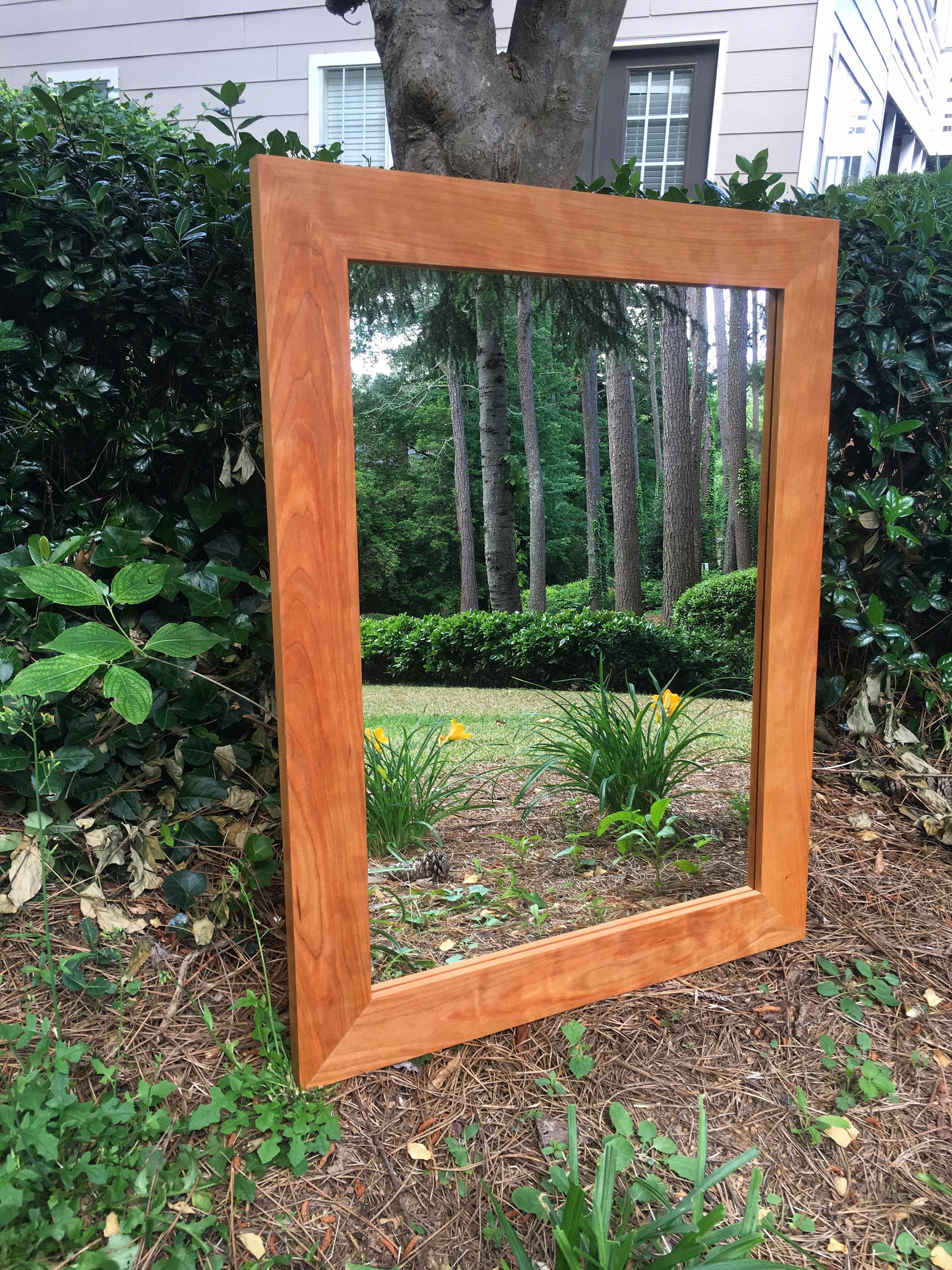 Cherry Wood Mirror Etsy