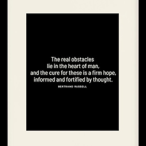 Un ferme espoir, citation - Bertrand Russell, affiche littéraire / citation littéraire / impression d&#39;art