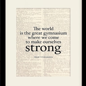 The Great Gymnasium, Quote - Swami Vivekananda, Literary poster / literary quote / dictionary art
