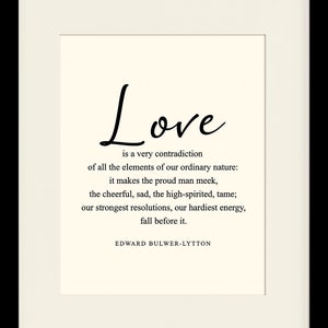 Love, Quote - Edward Bulwer-Lytton, literary poster / literary quote / dictionary print