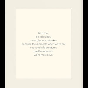 Be A Fool - Art Print / Art Poster / Dictionary Art