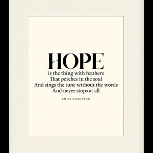 Hope Is The Thing With Feathers, Zitat - Emily Dickinson, Literarisches Poster / Literarische Zitate / Kunstdruck